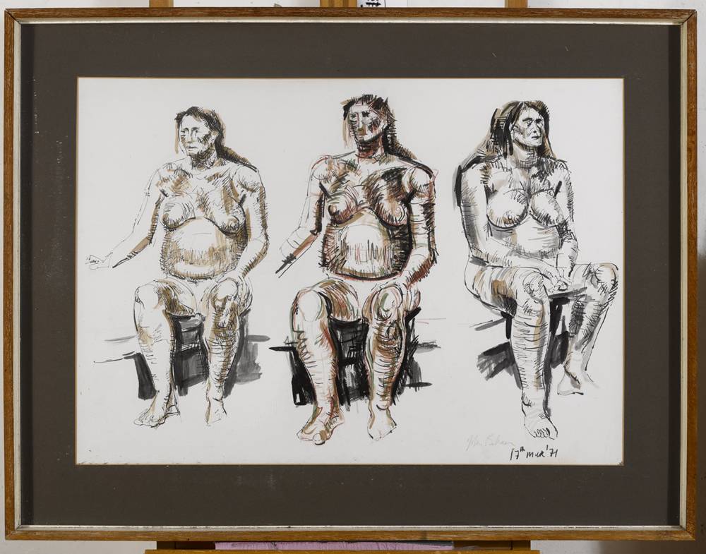 THREE STUDIES OF A SEATED NUDE, 1971 by John Behan RHA (b.1938) at Whyte's Auctions
