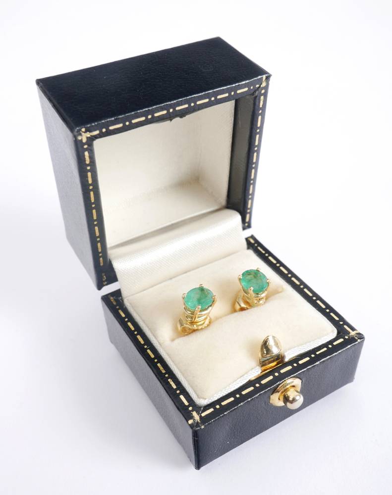 Emerald ear studs. at Whyte's Auctions