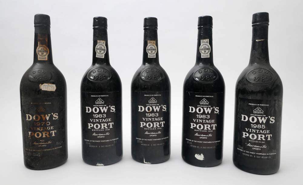 1970-1985 Five bottles of Dow vintage port. at Whyte's Auctions
