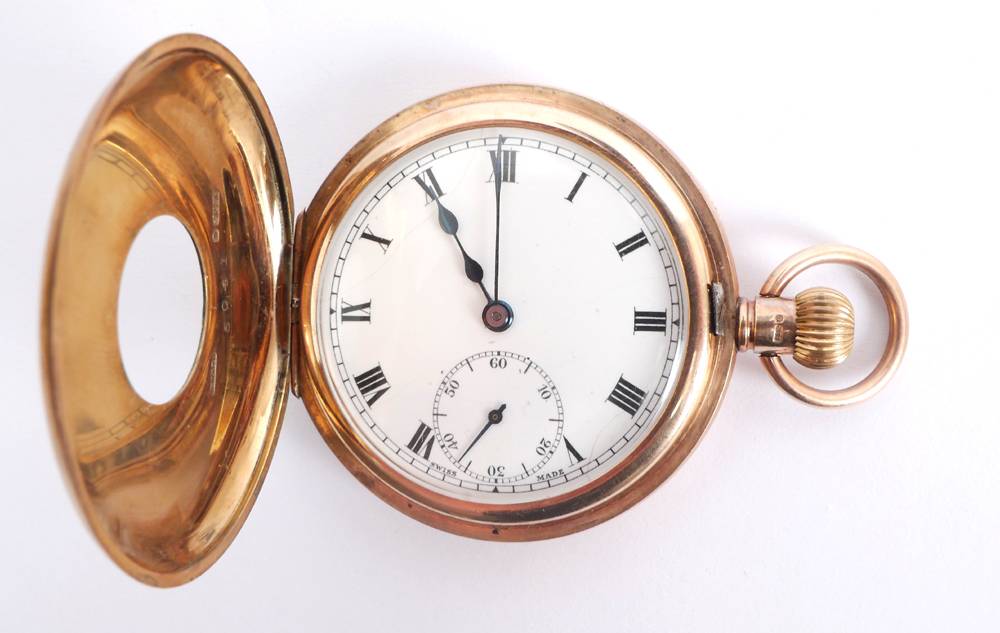 A 9ct gold cased half-hunter pocket watch by DF&C at Whyte's Auctions