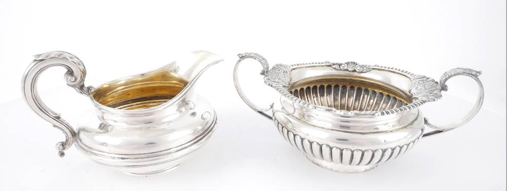 19th century silver sugar bowl and milk jug. at Whyte's Auctions
