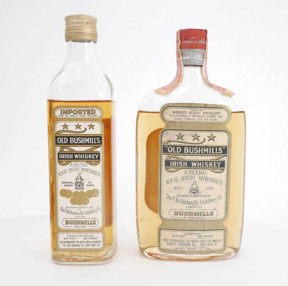 Two 4/5 pint bottles of Old Bushmills Irish Whiskey. at Whyte's Auctions