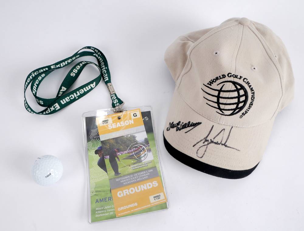 Tiger Woods signed cap and tournament-played ball, American Express Championship, Mount Juliet, 2004. at Whyte's Auctions