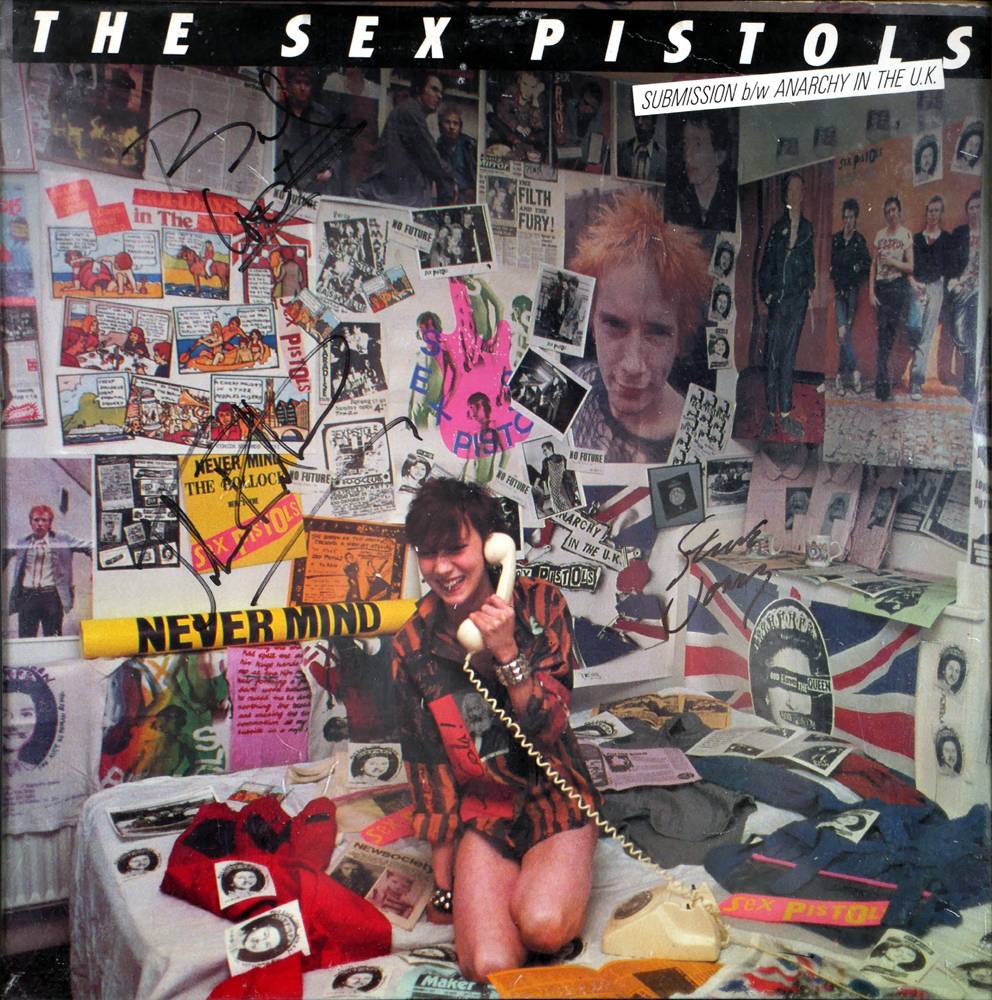 Sex Pistols, 'Anarchy in the UK', signed 12' single. at Whyte's Auctions
