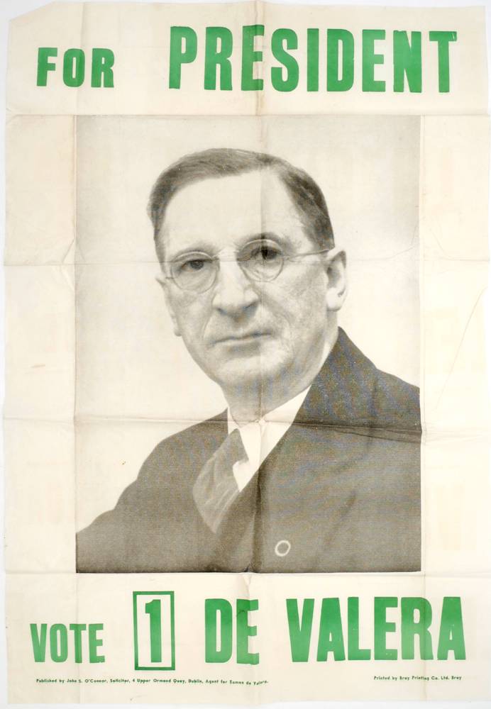 1959 Eamon de Valera election poster at Whyte's Auctions