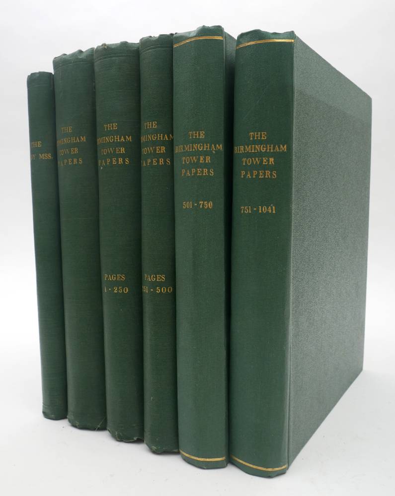 Birmingham Tower Papers and The Broy Manuscripts, in 6 volumes at Whyte's Auctions
