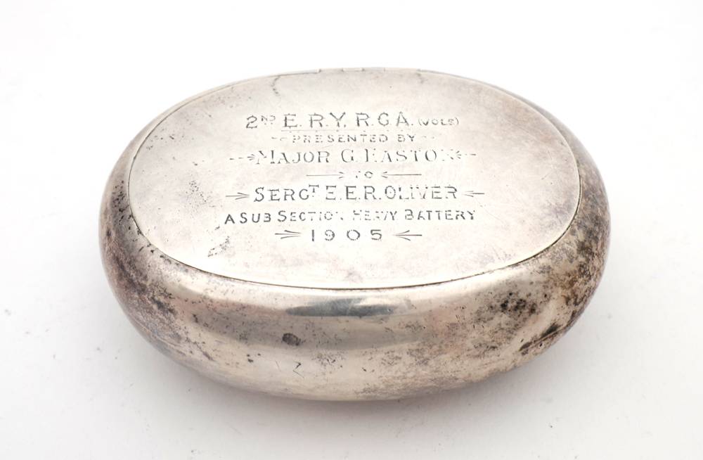 Silver snuff box, East Riding of Yorkshire, Royal Garrison Artillery. at Whyte's Auctions