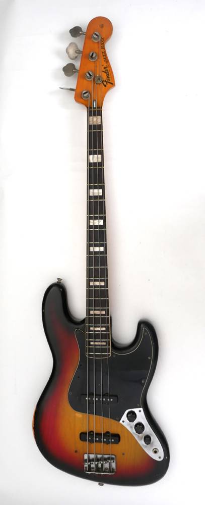 1975 Fender Jazz bass guitar, played by Noel Redding, formerly of the Jimi Hendrix Experience. at Whyte's Auctions