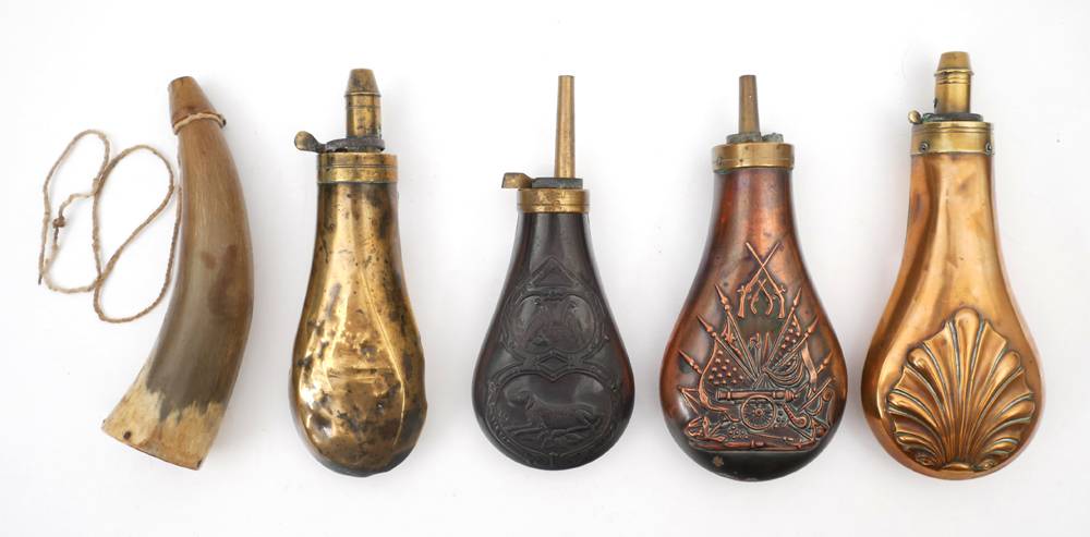 Powder flasks. at Whyte's Auctions