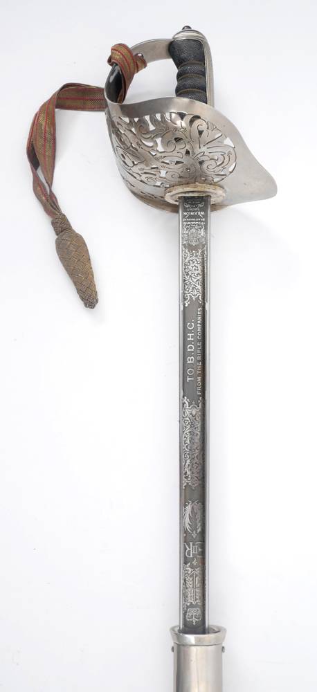 1895 pattern infantry officer's sword with EIIR marked to guard, in steel scabbard. at Whyte's Auctions