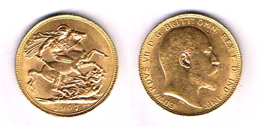 Edward VII gold sovereigns, 1907 and 1910 at Whyte's Auctions