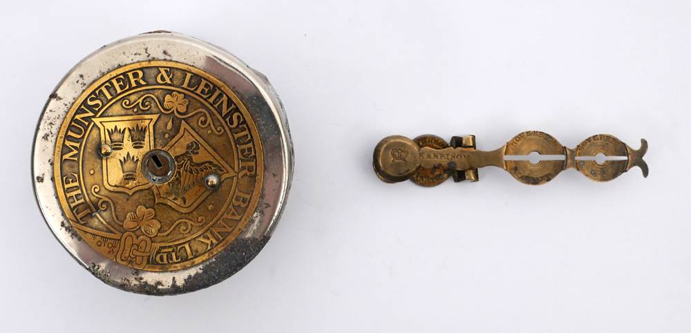 Sovereign scales and a Munster and Leinster Bank money box. at Whyte's Auctions