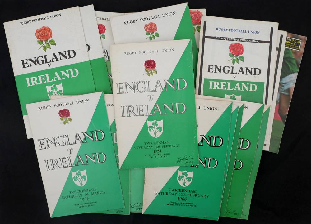 Rugby 1954-2000, England v Ireland at Twickenham programmes at Whyte's Auctions