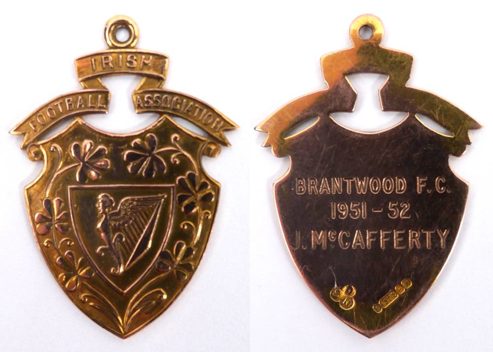 Football, Brantwood Football Club, gold medal and team photographs. at Whyte's Auctions