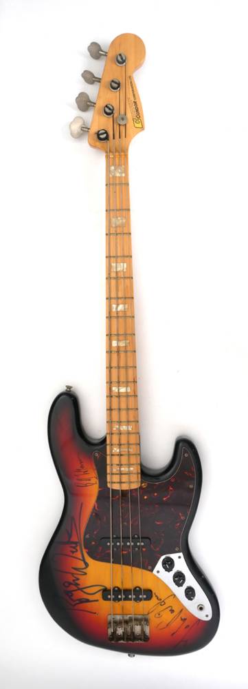 Bass Guitar signed by John Paul Jones, Bill Wyman and Roger Waters. at Whyte's Auctions