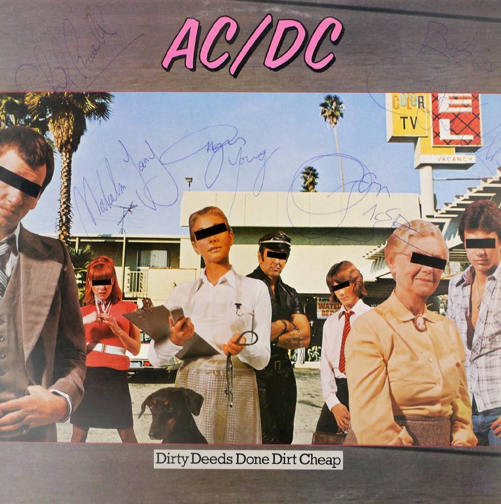 AC/DC Dirty Deeds Done Dirt Cheap, signed album. at Whyte's Auctions