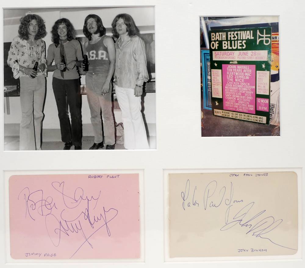 Led Zeppelin, autographs of all four band members at Whyte's Auctions