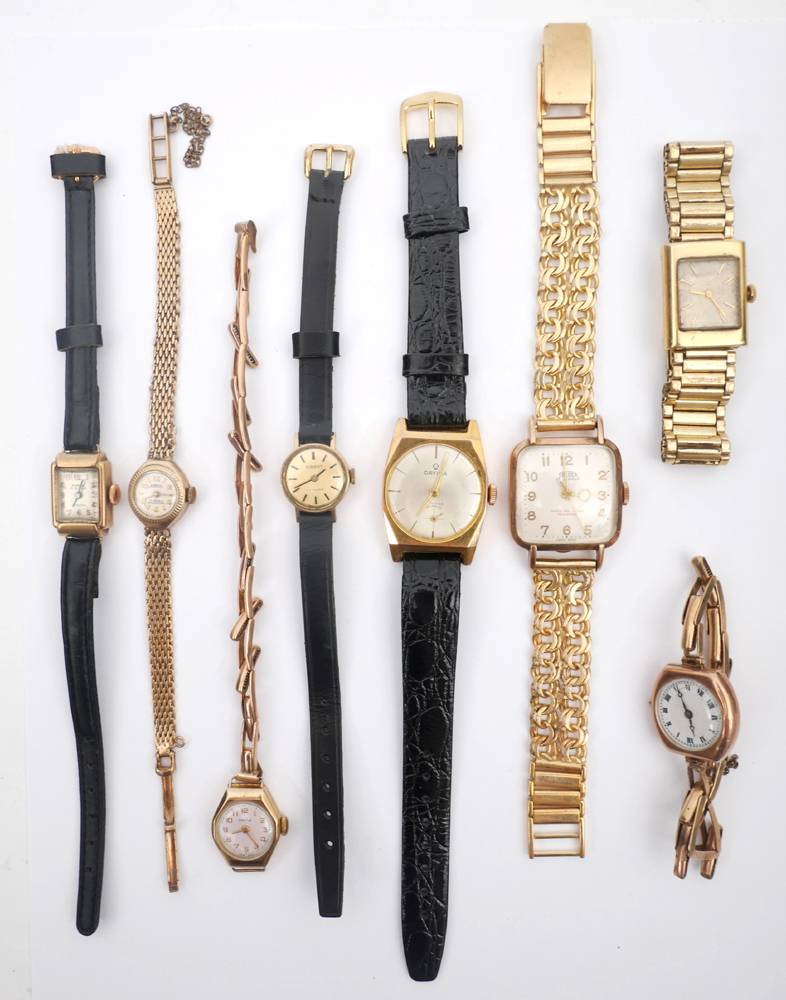 15 gold cased wrist watches. at Whyte's Auctions