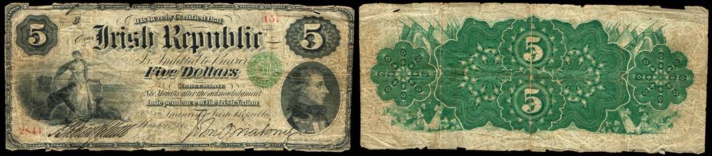 1866-67 Irish Republic Five Dollars 'Fenian' Bond at Whyte's Auctions