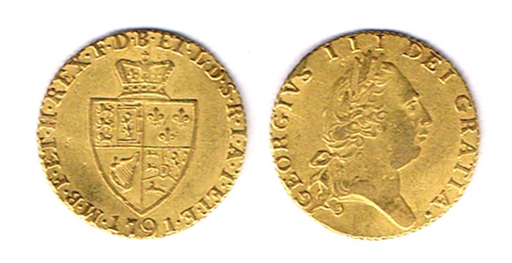 George III gold half guinea, 1791 at Whyte's Auctions
