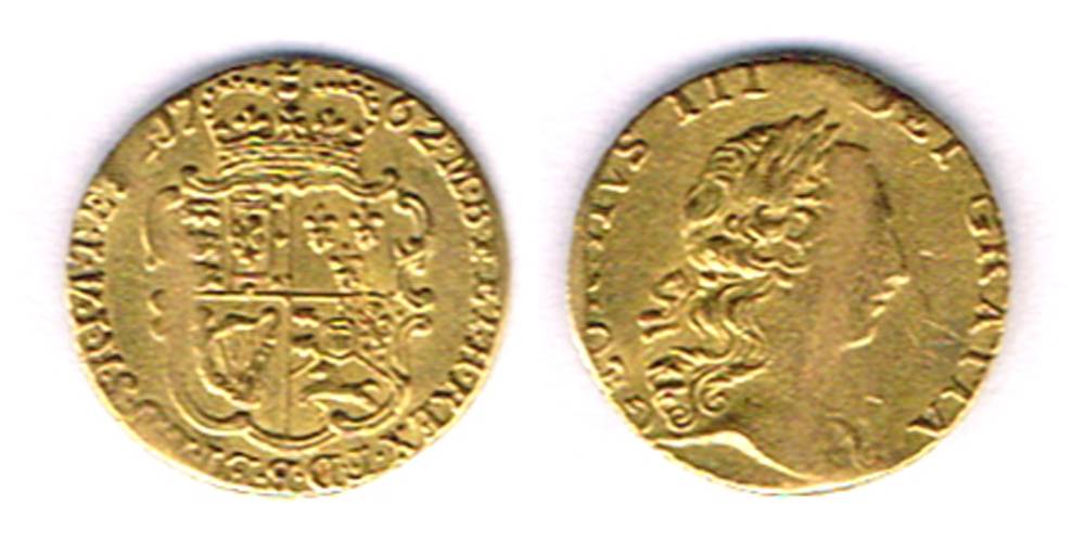 George III gold quarter guinea, 1762, and George IV gold half sovereign, 1825 at Whyte's Auctions