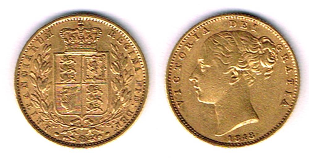 Victoria gold sovereign, 1848. at Whyte's Auctions