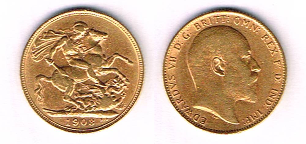 Edward VII gold sovereigns, 1903 and 1910. at Whyte's Auctions