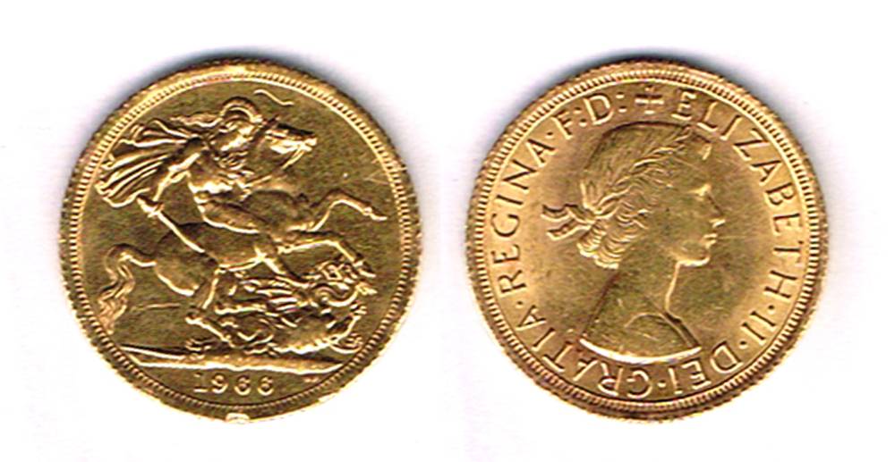 Elizabeth II gold sovereigns, 1966 and 1982 at Whyte's Auctions