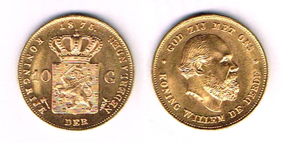 Netherlands. William III gold ten guilders, 1875 at Whyte's Auctions