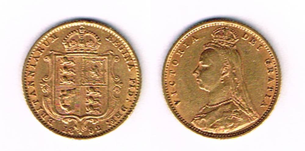 Victoria gold half sovereigns 1892 and 1893 at Whyte's Auctions