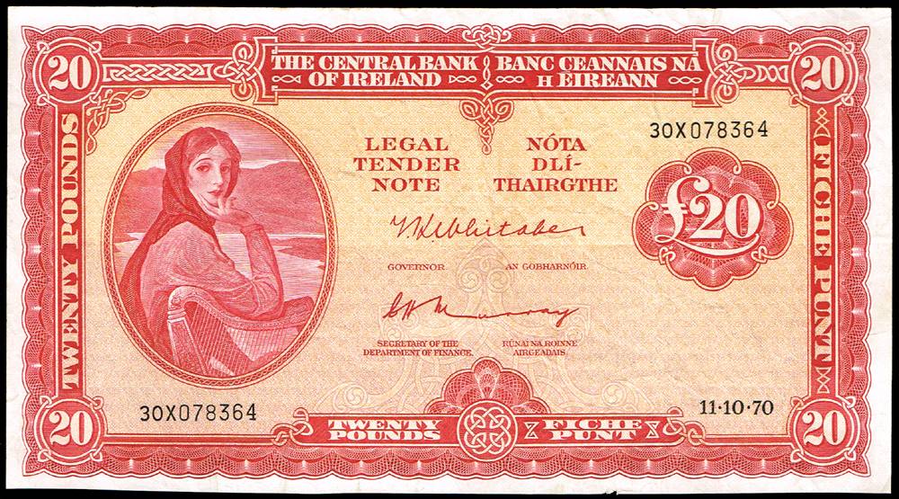 Central Bank 'Lady Lavery' Twenty Pounds to Ten Shillings part set, 1957-1974 at Whyte's Auctions