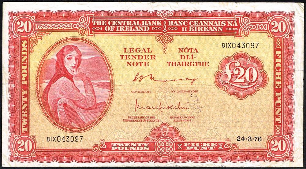 Central Bank 'Lady Lavery' Twenty Pounds to Ten Shillings collection. at Whyte's Auctions