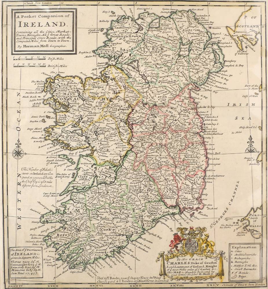 1736 Map of Ireland by Herman Moll. at Whyte's Auctions