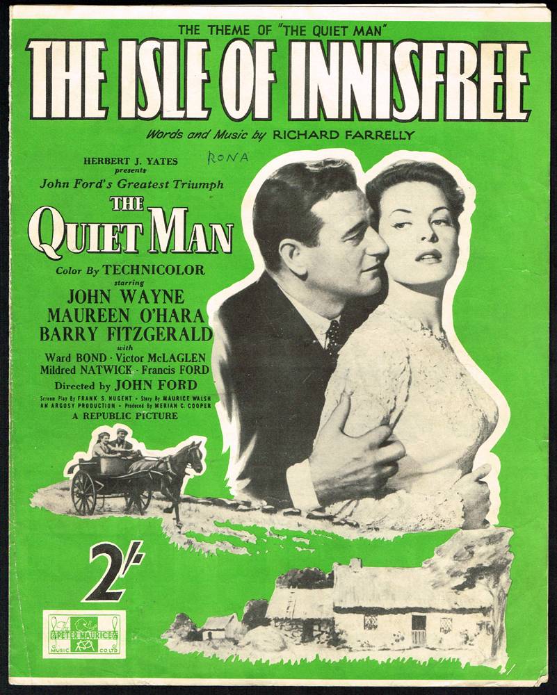 1950s The Quiet Man, sheet music for 'The Isle of Innisfree' and 'Galway Bay' and a collection of '50s & '60s Irish sheet music. at Whyte's Auctions