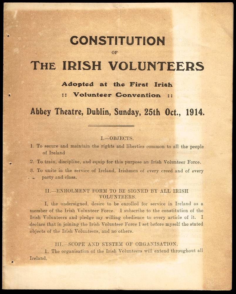 1914 (25 October) Constitution of The Irish Volunteers at Whyte's Auctions