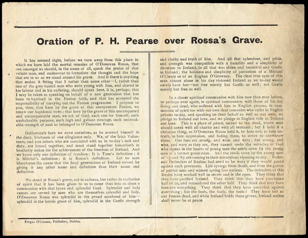 1915. Oration of P. H. Pearse over Rossa's Grave. at Whyte's Auctions