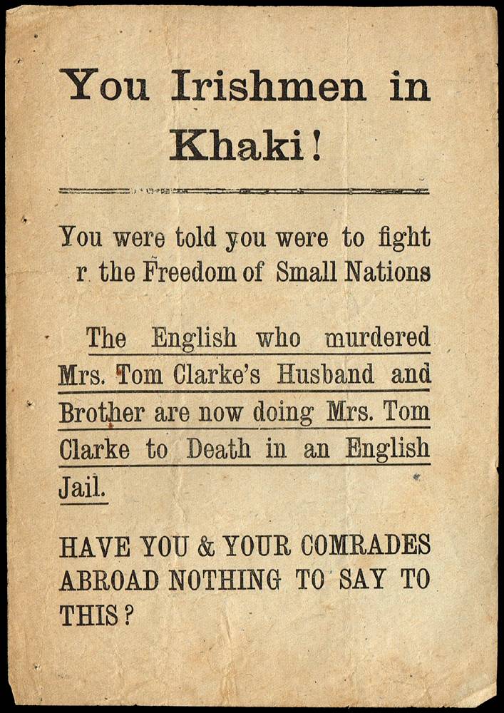 1916.  Rare 'You Irishmen in Khaki' handbill. at Whyte's Auctions