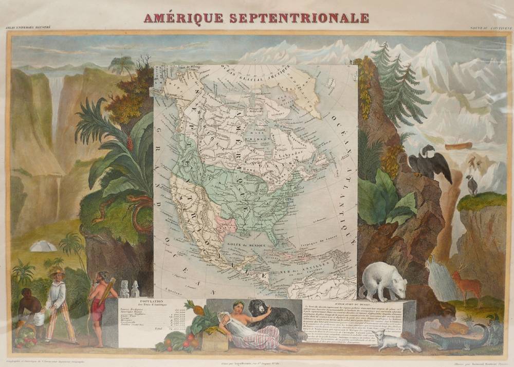 1845 Illustrated map of America, by Victor Levasseur. at Whyte's Auctions