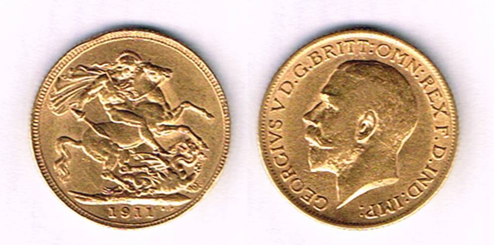 George V gold sovereigns, 1911 and 1912 at Whyte's Auctions