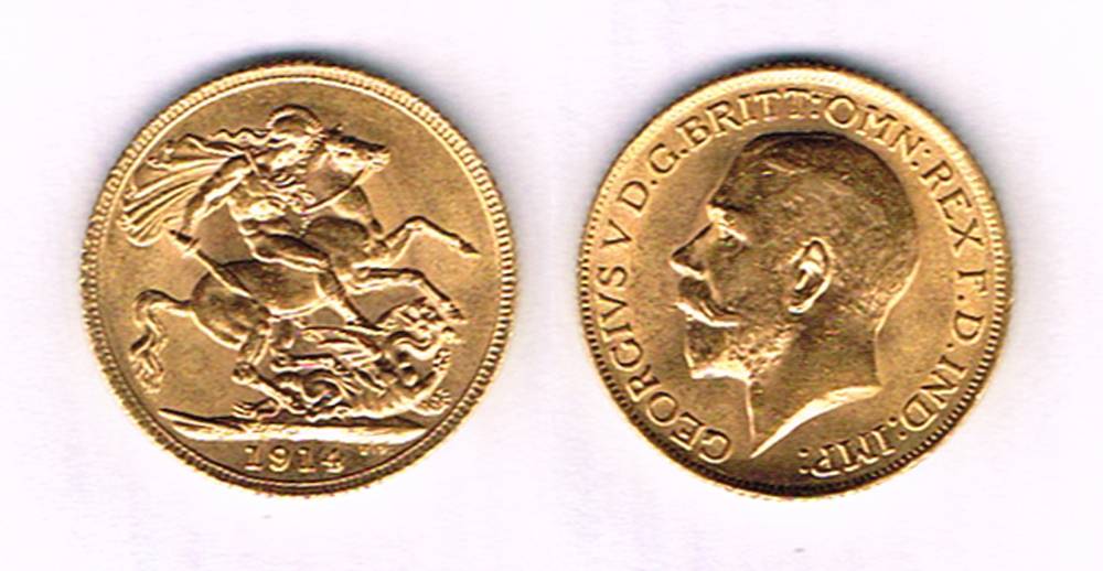 George V gold sovereigns, 1914 and 1926 at Whyte's Auctions