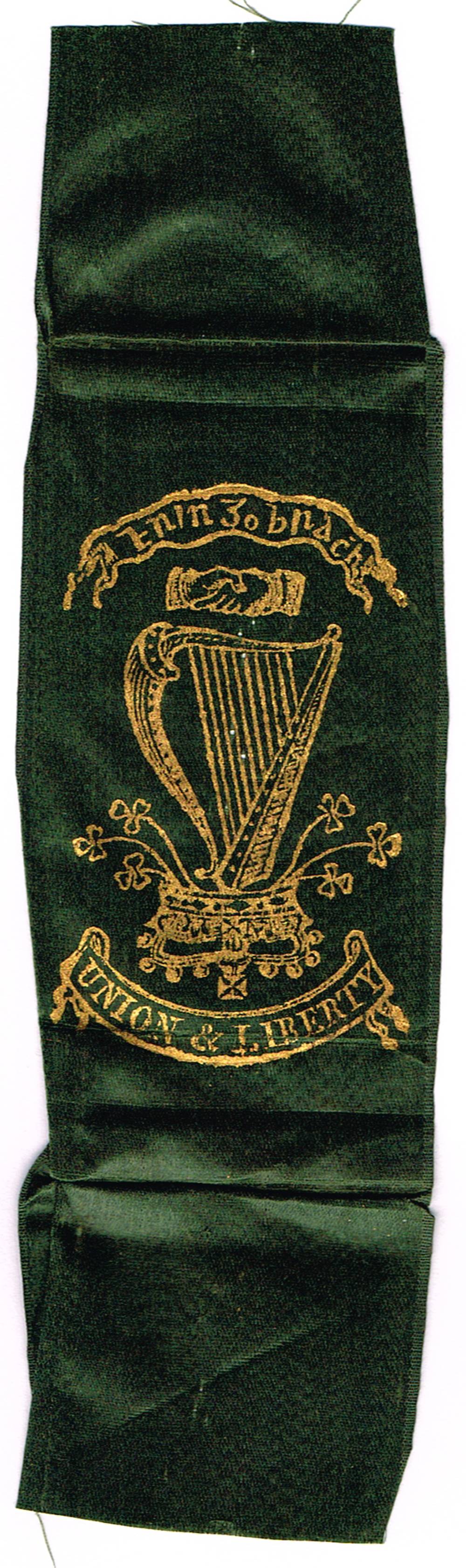 Circa 1798. United Irishmen ribbon badge. at Whyte's Auctions