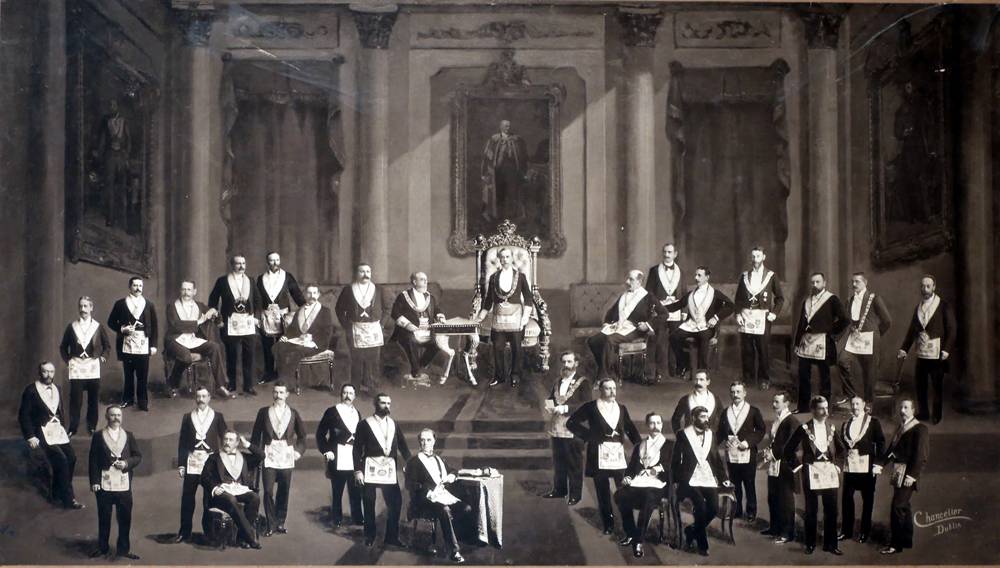 1897 Freemasonry, Grand Lodge of Ireland, Committee of Charity, photo-montage, with key to subjects. at Whyte's Auctions