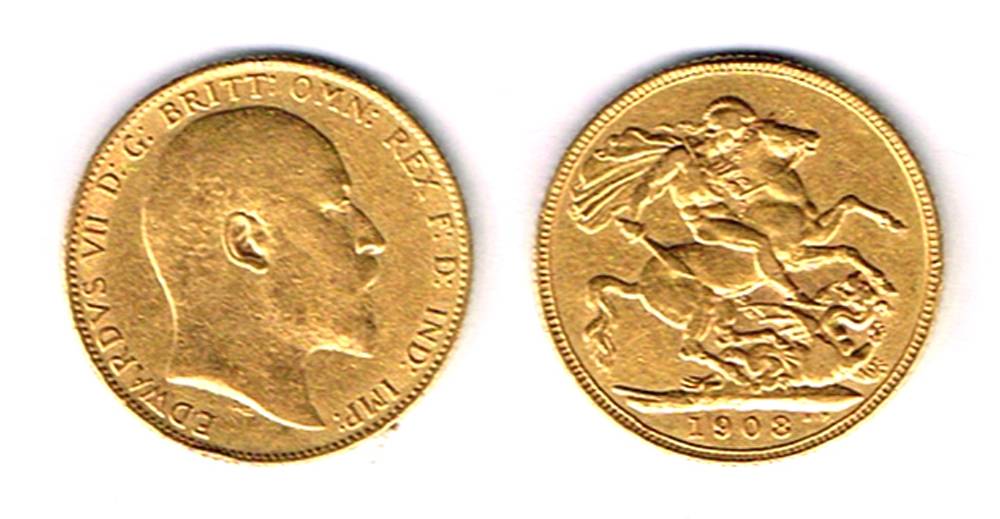 Edward VII gold sovereign, 1908. at Whyte's Auctions