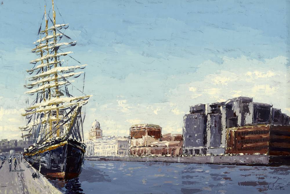 TALL SHIP BERTHED AT SIR JOHN ROGERSON'S QUAY, DUBLIN by Ivan Sutton (b.1944) (b.1944) at Whyte's Auctions