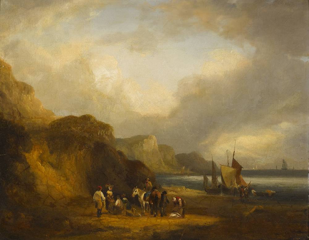 UNLOADING SHIPS, 1861 by William Shayer I sold for �950 at Whyte's Auctions