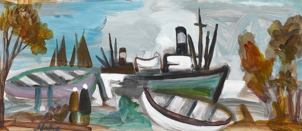 SHAWLIES AND BOATS by Markey Robinson (1918-1999) (1918-1999) at Whyte's Auctions