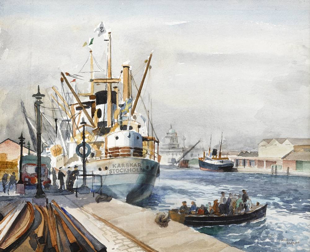 ALONG THE QUAYS, DUBLIN by Muriel Brandt RHA (1909-1981) at Whyte's Auctions