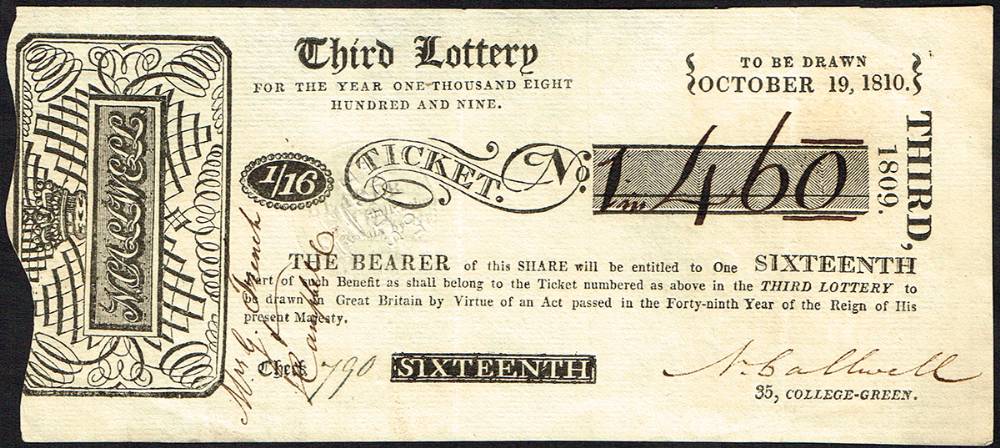 1804 and 1810 Third Irish Lottery Tickets at Whyte's Auctions