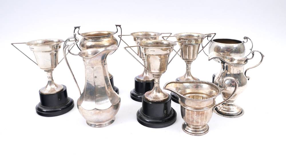 Six silver trophy cups, unengraved. at Whyte's Auctions