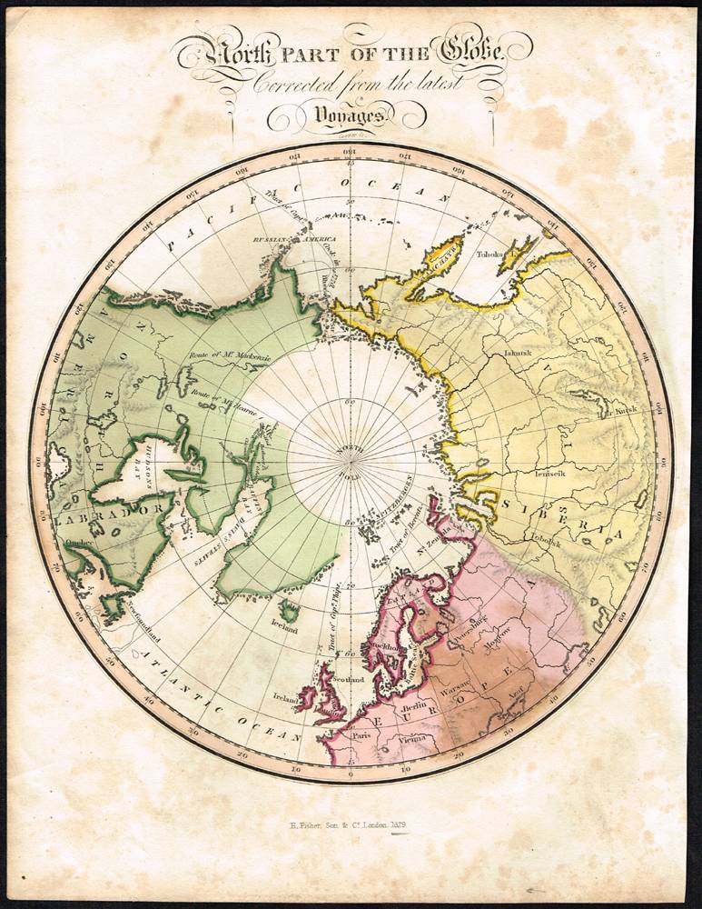 1829 Polar map of the Northern Hemisphere. at Whyte's Auctions